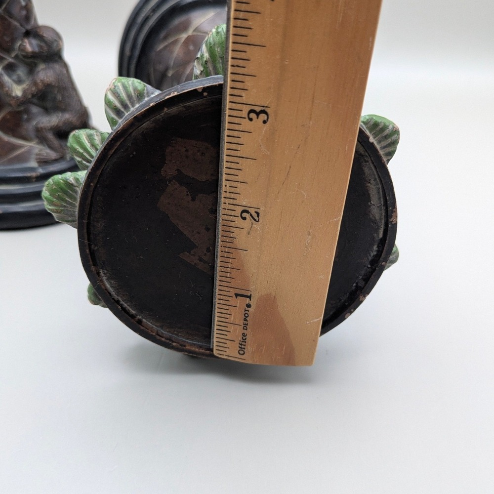 Vintage Style Monkey Palm Tree Coconuts Pillar Candle Stands Holders - Set of 2 - Picture 16 of 16